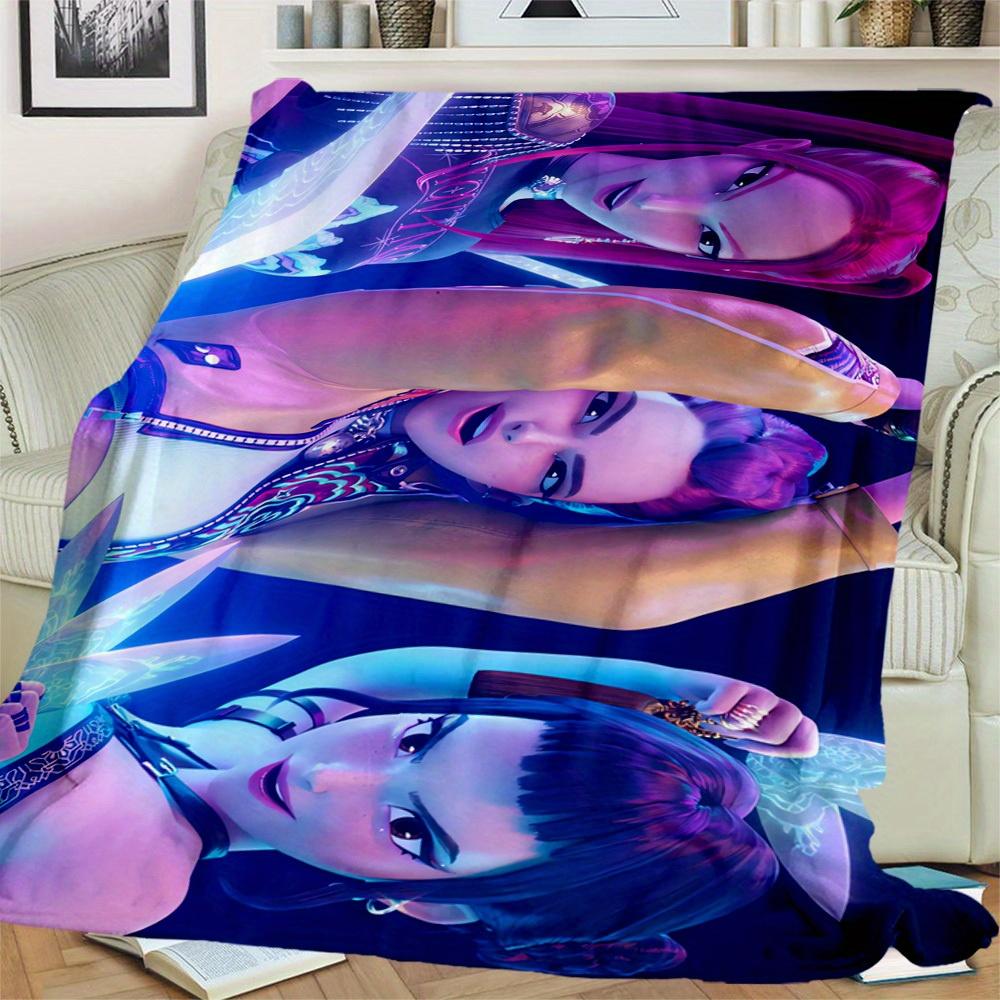 1Pc K-Pop Demon Hunters Print Flannel Blanket, High quality Digital Printing, Comfortable for All Seasons, Home DecorGifts821036