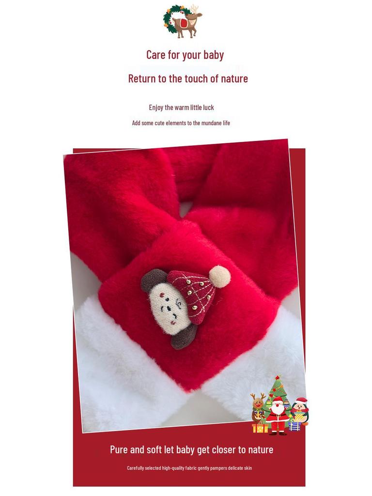 Kids' Red Knit Scarf: Winter Plush Neck Warmer