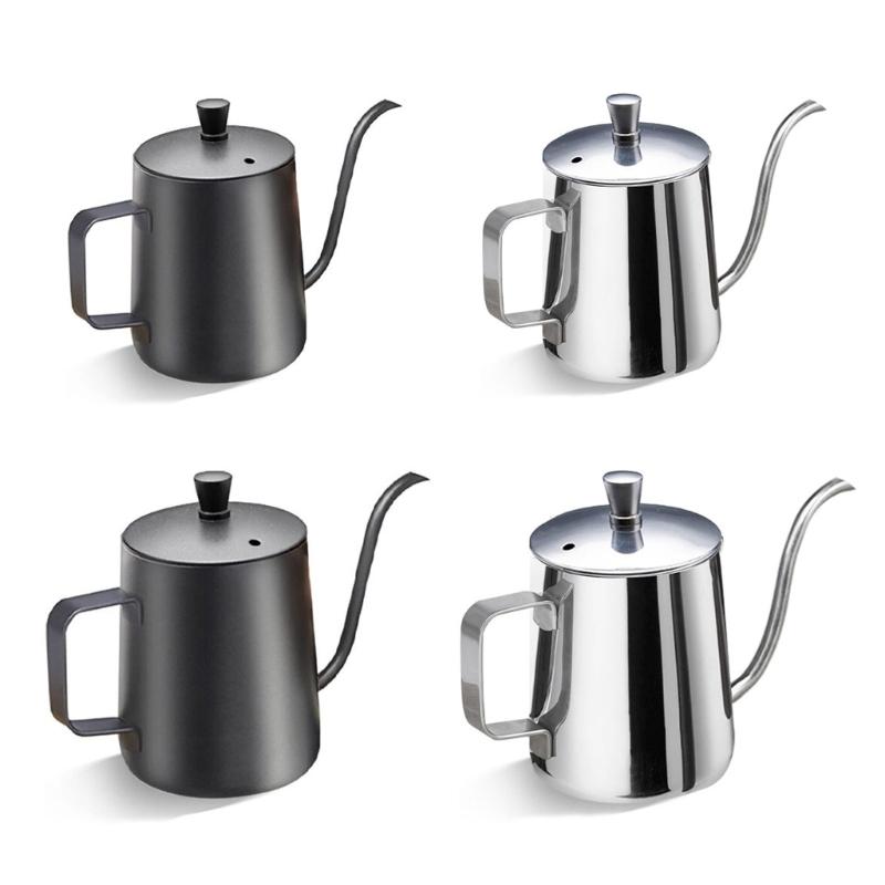 Long Narrow Spouts Kettles Easy to Use Pots for Brewing Coffee and Milk 304 Stainlesss Steel Coffee Maker with Lid