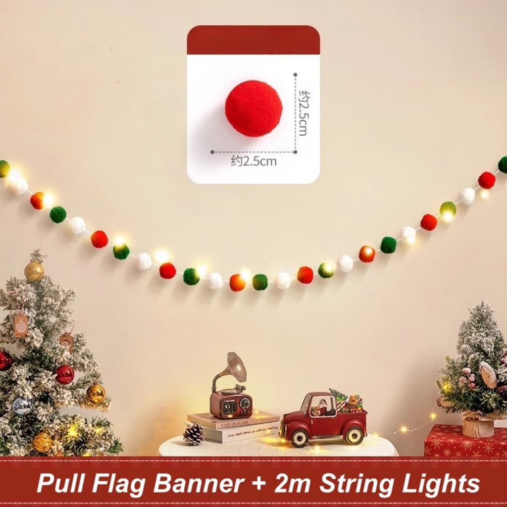 Holiday Hanging Decor Handmade Light String Decoration Christmas Banner Festive Merry Christmas Decoration For Home Fireplace