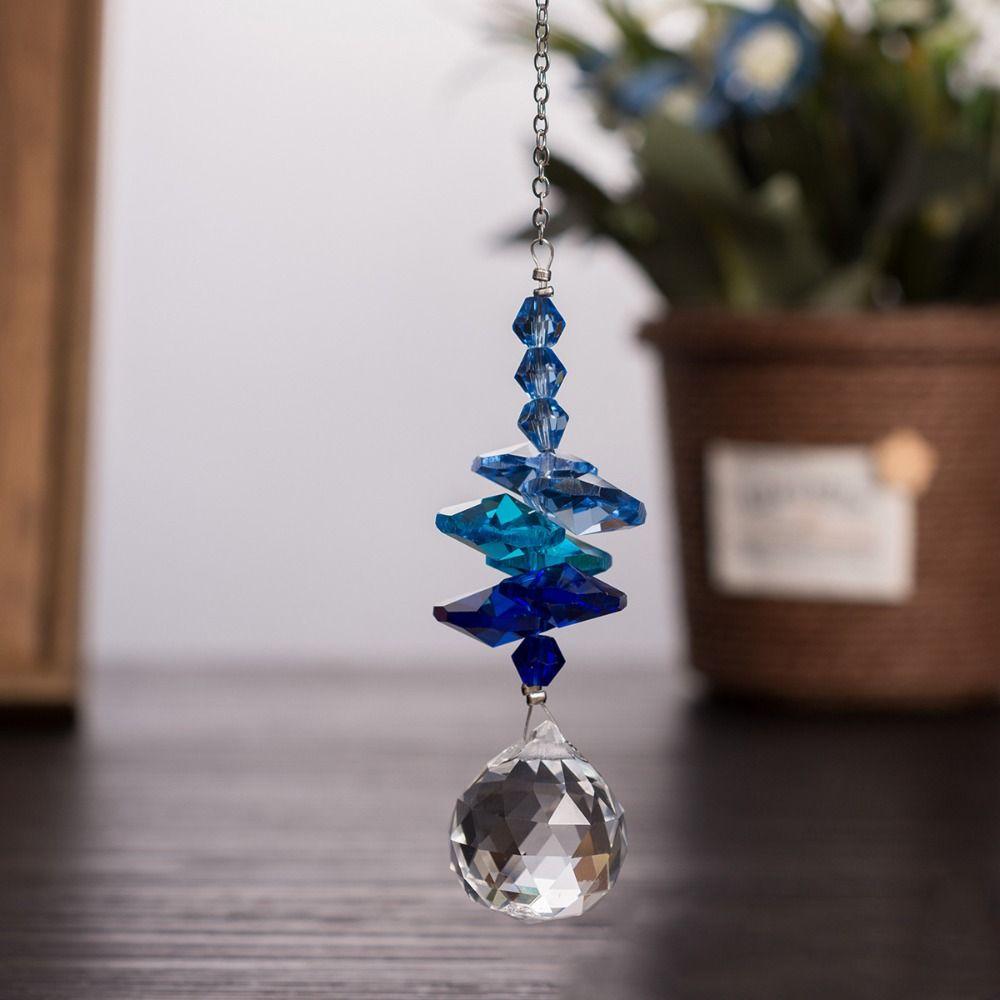 5Pcs Hanging Crystal Wind Chime Colorful Light Collection Pendant Home Decor Sun Catcher  Blessing