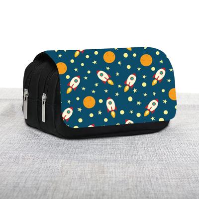 Pencil Case High Capacity Waterproof Double-layer Cartoon Flip Starry Sky Astronaut Pen Bag School