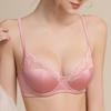 French underwear big breasts small anti-sagging gathering underwear summer sexy thin satin splicing lace bra cover