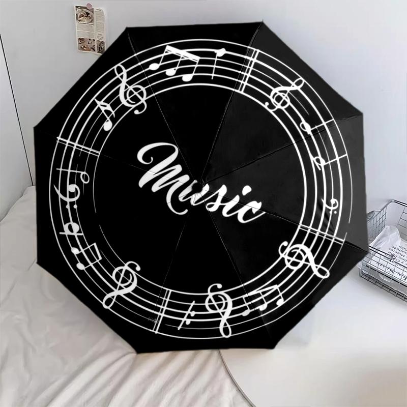 

1PC Musical notes Umbrella Portable Folding Umbrella Iron Frame Hole Bone Structure Outdoor Home Umbrella A1