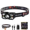 KDULIT Portable LED Headlamp USB Rechargeable Light with Built In Battery Waterproof Fishing Head Torch Outdoor Camping Lantern