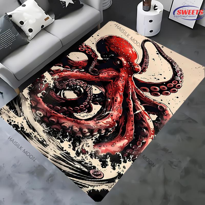Octopus Theme Printed Rug for Living Room Large Area Decorate Carpet Non-slip Sofa Mat Modern Home Fashion Floor Mats