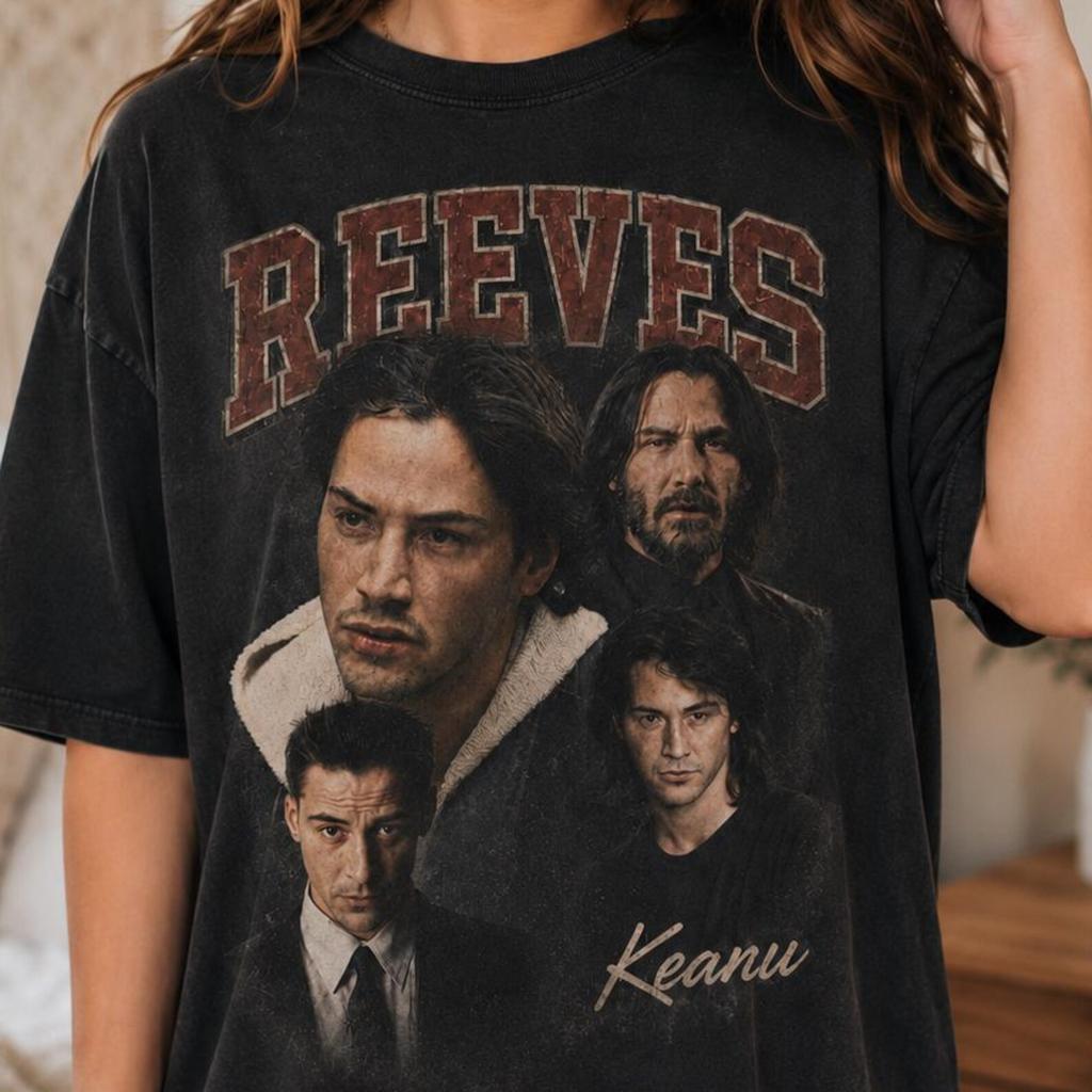 Keanu Reeves Vintage Shirt, 90er Bootleg Schauspieler Collage T-Shirt, Retro Filmstar Grafik Shirt, Fan T-Shirt im Comfort Colors Stil