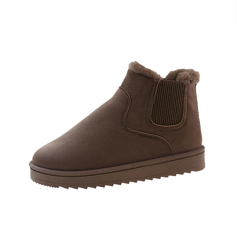 

Новый короткий топ, флис и утолщенные теплые хлопковые туфли на плоской подошве для женщин, носящих сноубутсы большого размера 44 хаки