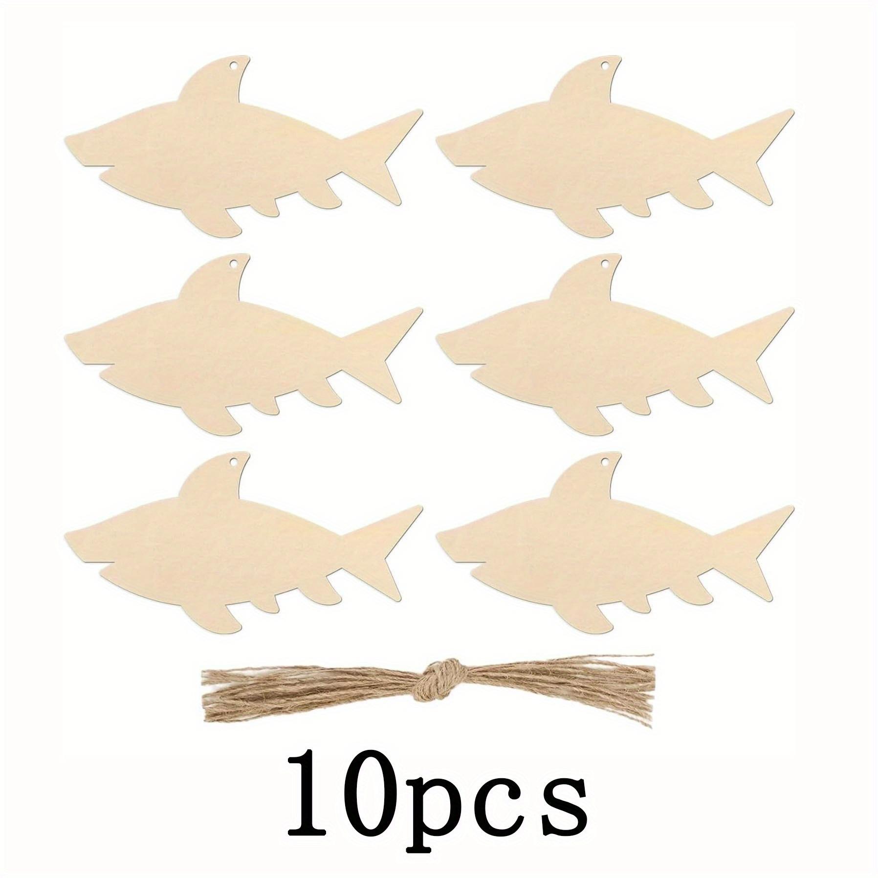 

10/20/30 Wooden silhouettes in the shape of sharks, DIY handicrafts, Marine animal wood labels, Marine themed party decorations