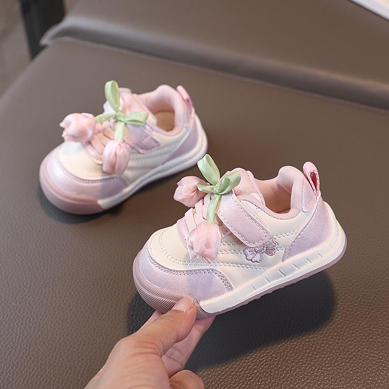 

2025 Осенние парусиновые туфли для девочек «Тюльпан» на нескользящей мягкой подошве - Универсальная и модная детская обувь для ходьбы Size 20, Inner Length 13.5cm