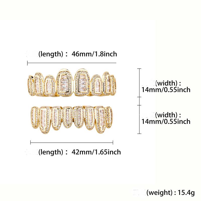 Blues New Style Men Bling Iced Out Diamond CZ Baguette Cubic Zircon Grillz Teeth for Halloween Rapper Jewelry