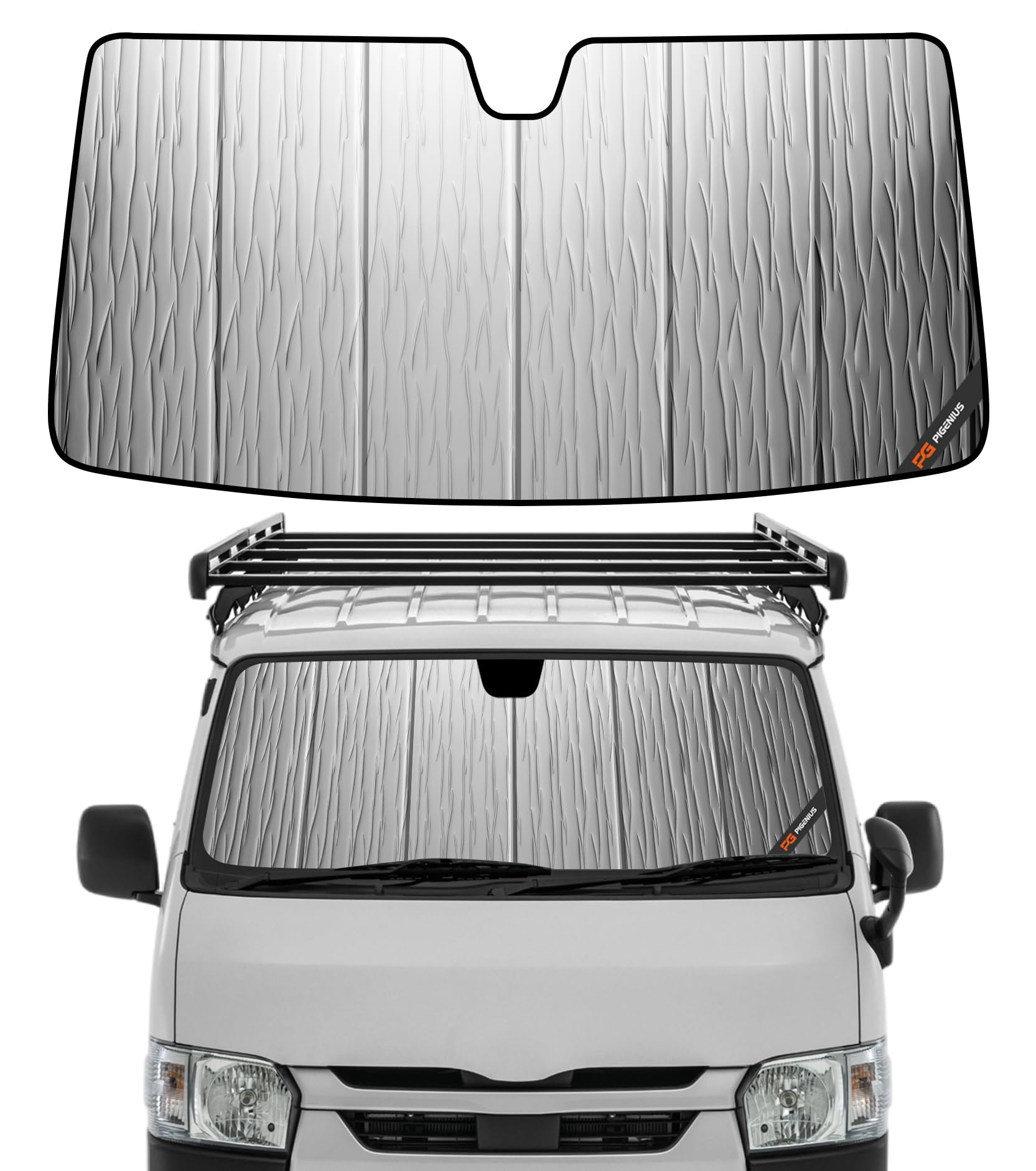

Pigenius Toyota Hiace Front Sun Shade Light Blocking, Sun Protection, Thermal Insulation, Sleeping in Toyota Hiace 200 series