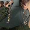 Asymmetrical Sunflower Earrings With Moon Design Trendy 2024 Summer Jewelry