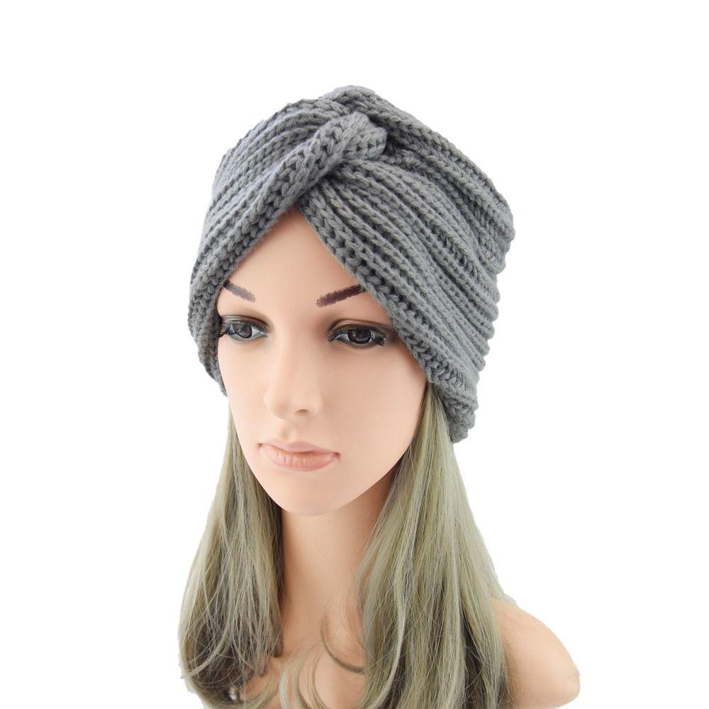 Warm Knitted Turban Hat Twist Women's Headwear Casual Wool Turban Cap  Autumn Winter