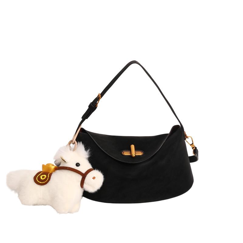 

Retro niche texture handbag, small bag, women s new bucket bag, simple one-shoulder crossbody mobile phone bag No pendant model чёрный