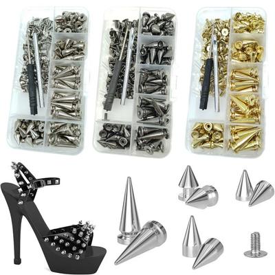 80 Sets Gold Silver Black Punk Rivet DIY Decoration Mixed Size Cone Screw Tools Bracelet Necklace Clothes Spikes Kit