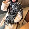 New Leopard Print Thickened Warm Scarf Women's Autumn and Winter European and American Fashion Daily Imitation Cashmere Fringed Scarf Shawl Tide