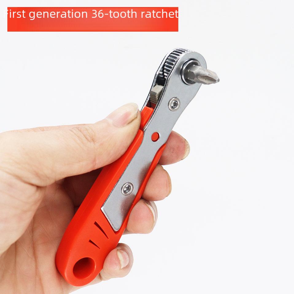 Compact 36-Tooth Ratchet Screwdriver for Tight Spaces with L-Shaped Bent Wrench