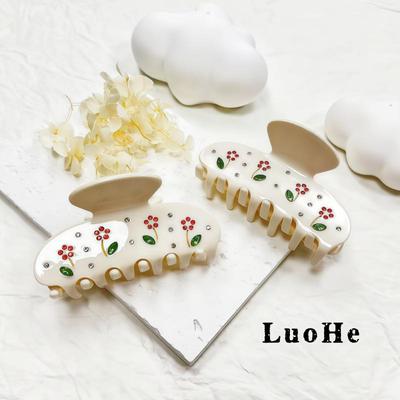 Sweet Girl Rhinestone Flower Hair Claw Clip - Acetate Medium Shark Clip