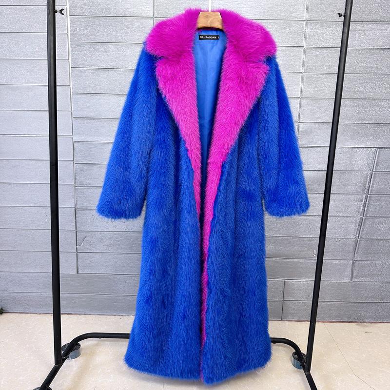 

Women s Faux Fur Extended Suit Collar Extra Long Winter Women s Coat Jacket S