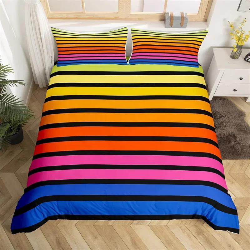 Rainbow Gradient Duvet Cover Set Queen Size Rainbow for Kids Girls Cute Style Bedding Set Polyester Single King Twin Quilt Cover