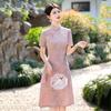 Slim Fit Chinese-Inspired Short Sleeve Dress Women Vintage Style 2025 Qipao