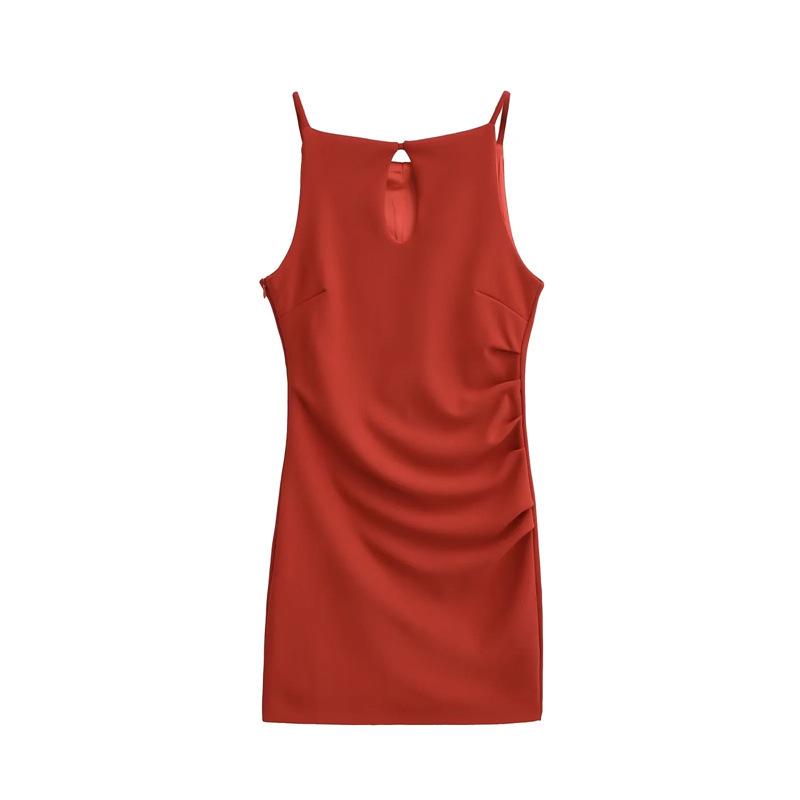 Retro Slim Off-the-Shoulder Pleated Bodycon Mini Dress