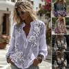 Damen Hemd Oversize V-Ausschnitt Langarm Lässig Frühling Herbst Hemd 3D Blumenmuster Gedruckt Entspannte Passform Hemd Tägliche Kleidung