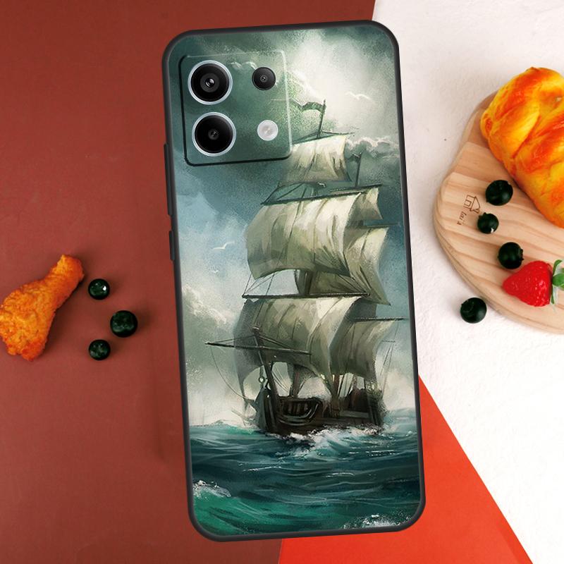 Sailing Pirate Ship Boat Case For Xiaomi Redmi Note 14 13 Pro 9 10 11 12 Pro 10S 11S 12S Redmi 13C 10C 12C 14C Coque