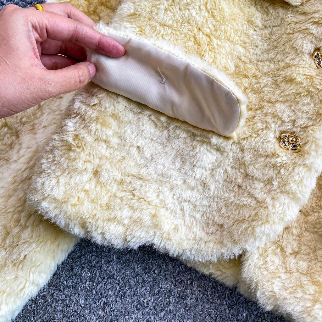 Toamnă Iarnă Femei Jachetă Scurtă Caldă de Lux din Blană Faux Mincă Mânecă Lungă Nastur Unic Îmbrăcăminte Exterioară de Crăciun Palton