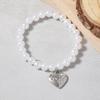 Korean version of simple fashion temperament elegant imitation pearl silver love heart pendant necklace bracelet set versatile