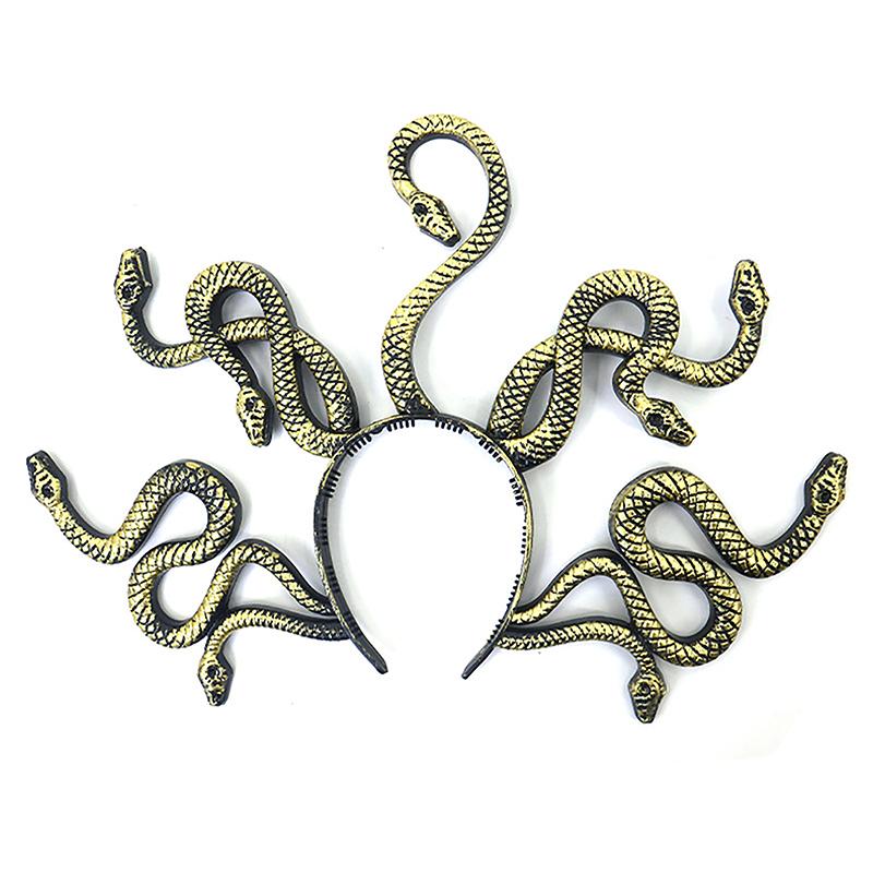 

Повязка на голову на Хэллоуин Медуза изогнутая форма змеи обруч для волос головной убор для вечеринки в стиле рейв унисекс повязка на голову реквизит для костюма для косплея золотой