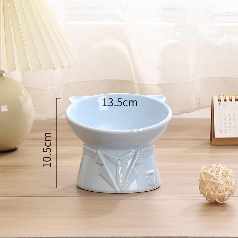 Elevated Ceramic Cat Bowl With Angled Rim Neck Support Anti-Chin Acne Pet Food Water Dish Cats
