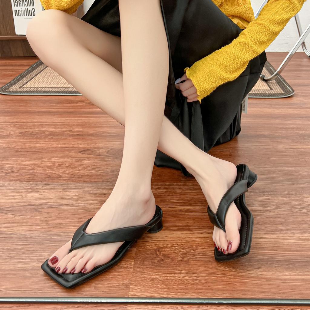 Flip-flops women wear high-quality thick-heeled high-heeled sandals women's summer not tired feet casual shoes women's soft soles are versatile