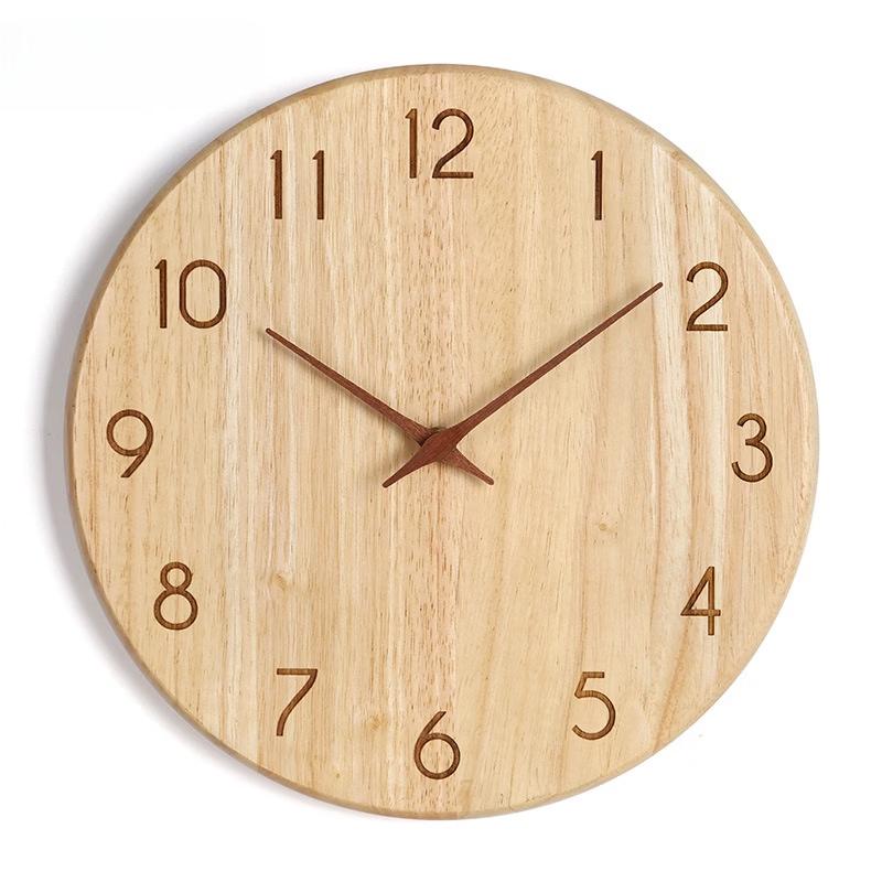 Handun 12-inch Japanese Style Wooden Wall Clock