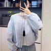 Women's Spring/Fall Crew Neck Baseball Jacket Casual Oversized Short Jacket for Petite Frames