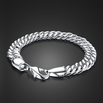 Fashion Solid 925 925 Sterling Silver Design Bracelet Jewelry Pure Silver 10 MM 20 Cm Men/Boy Horsewhip Chain Bracelet