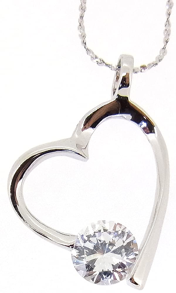 

Heart Necklace for Present for Popular for Super Single Open Platinum 925 Metal Hypoallergenic [Glam Jewelry] Women, Her, Women, Large, Heart, Finish,