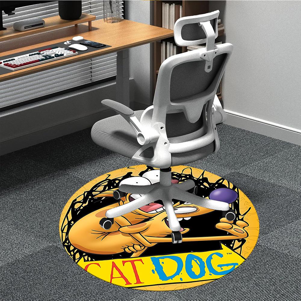 

1pc CatDog Office Round Area Rug,Bedroom Living Room Home Decor, Room Deco a1016062 80cm by 80cm