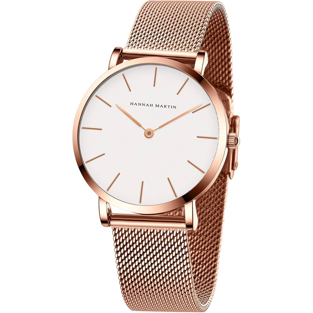 Hannah Martin Women s Analog Quartz Watch 36mm Waterproof Stainless Steel Band Rose Gold Diamond Fashion