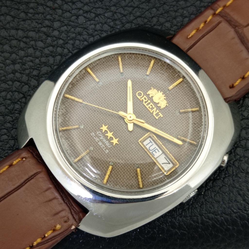 AUTOMATIC 46941 VINTAGE ORIENT CRYSTAL JAPAN MENS ORIGINAL DIAL WATCH a704909-1