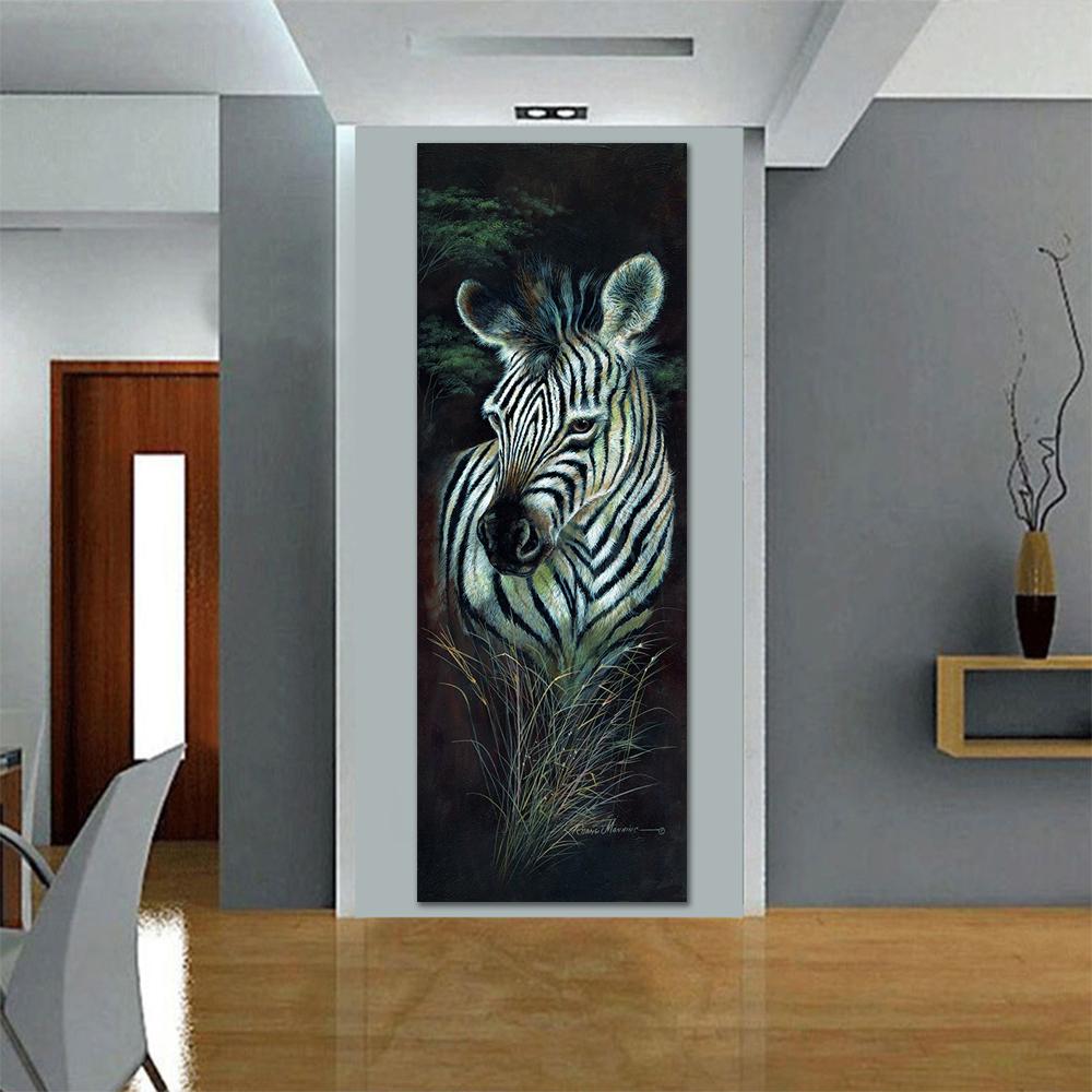 210 x 70 cm große Leinwand-Kunstdrucke, moderne Heimdekoration, Leinwand, Elefanten und Zebras, Tiergemälde, Wandkunst, Drucke ohne Rahmen