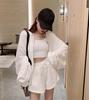 Korean Roomwear Set Up Top and Bottom Set Hoodie Camisole Shorts Sweat Spring Summer Sportswear Loungewear Cute Comfortable [NOLCCTN] 3-piece Women's