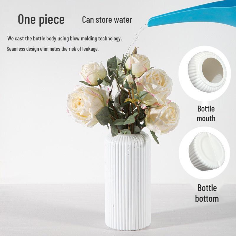 Nordic White Plastic Small Flower Vase - Creative Living Room Decor