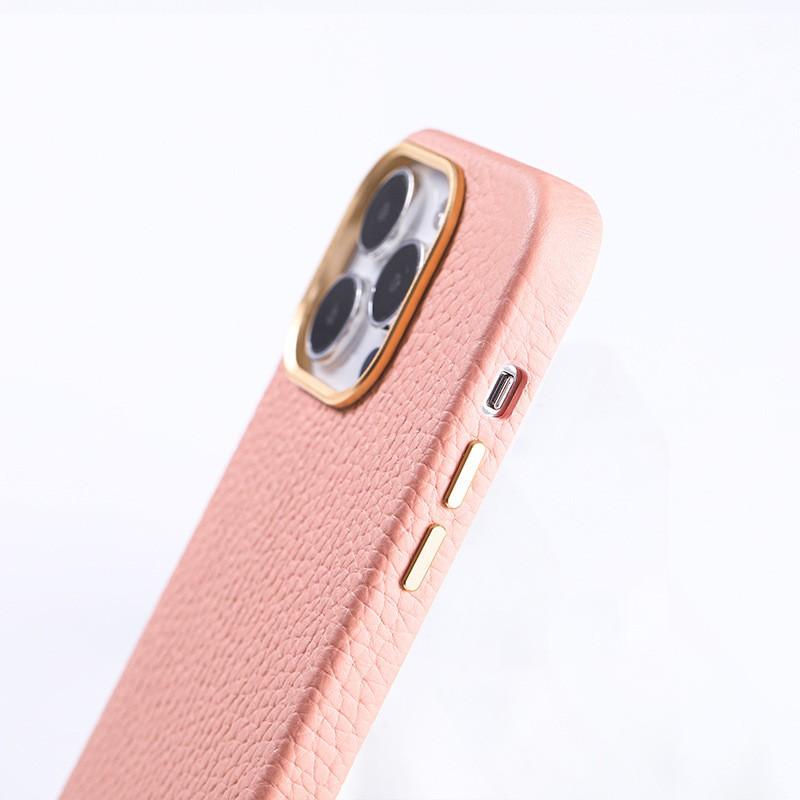 PremiumLeather Phone Case IPhone 12 13 14 Series Magnetic Snap-on Full Coverage Shockproof Protective Cover