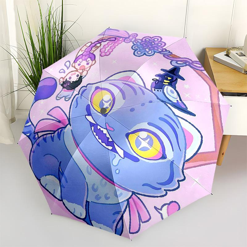 

1pc Kawaii Cat & Bird Outdoor Umbrella - Automatic Opening/Closing, Portable 3-Fold Design, 8-Bone Iron Frame, Perfect Gift for Fans, Travelers,