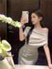 Elegant High-Waisted French Batwing Sleeve Summer Dress with Pleated Irregular Design
