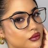 1-Pair Women's Shiny Retro Cat-Eye Glasses with Blue Light Blocking Transparent Lens Full Frame Cat Glasses