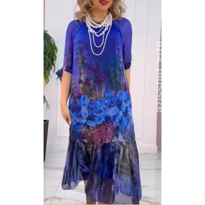 HNXC Women's Fashion Summer Spring 2/1 Sleeve O-Neck Casual Dresses