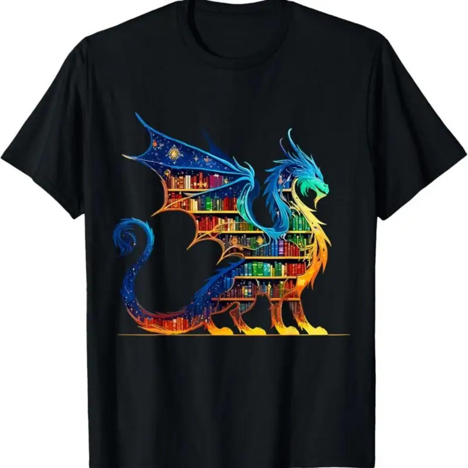 Book Dragon Reading Lover T Shirt S чёрный